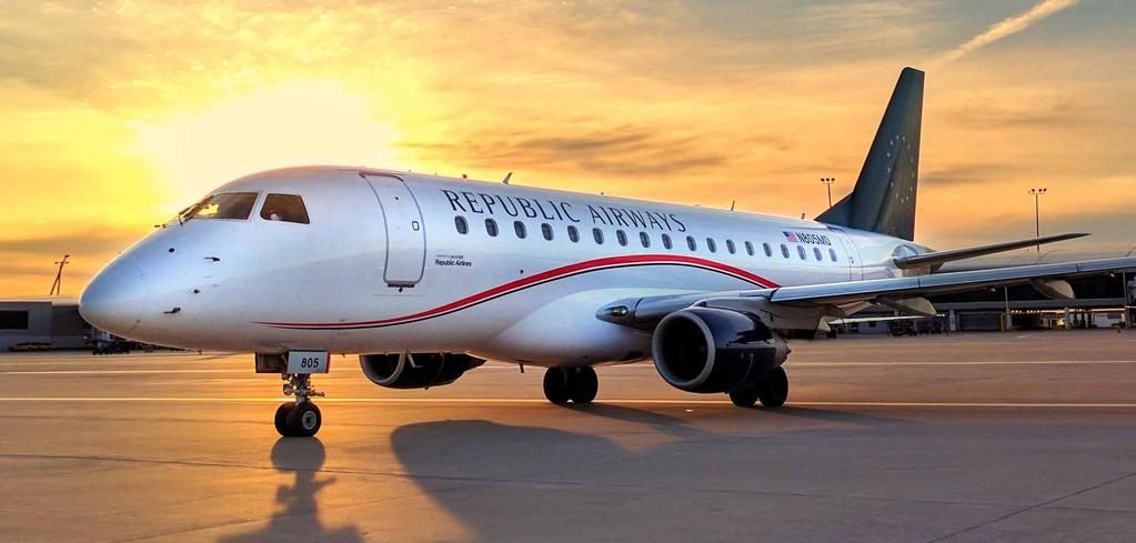 About Republic Airways Indianapolis-based Republic Airways, parent company of Republic Airline, operates an ultramodern fleet of about 190 Embraer 170/175 aircraft and offers scheduled passenger