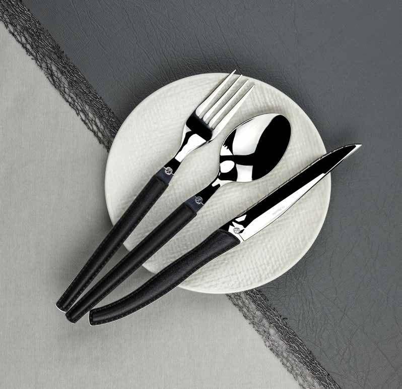CUTLERY FAUX LEATHER 19573 Black Steak Knife 232mm 19560 Black Table Fork 211mm 19553 Black