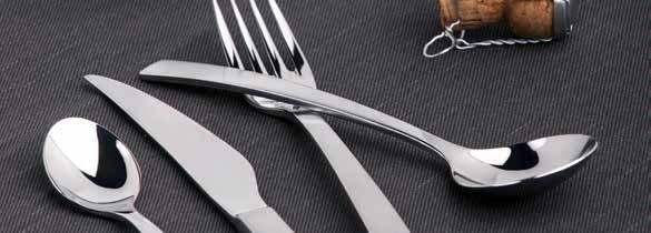 CUTLERY TORINO 13372 Table Knife - Solid Handle 235mm 13353 Dessert Spoon 190mm 13371 Dessert Knife - Solid Handle 205mm 13354 Soup Spoon 180mm 13373 Steak Knife - Solid Handle 235mm 13361 Soda Spoon