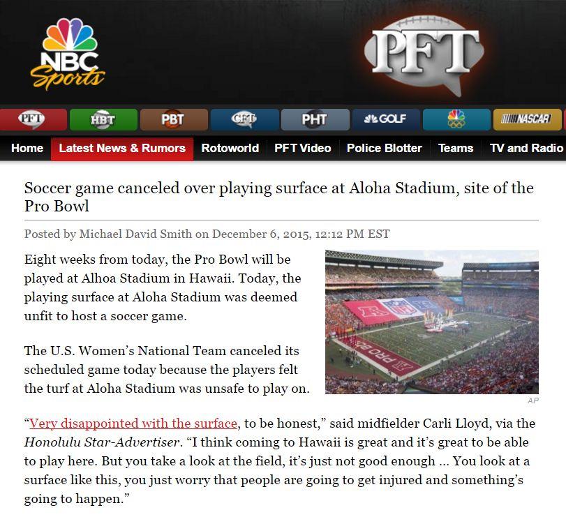 NEW STADIUM - POTENTIAL Aloha Stadium s failure to attract major events The current stadium cannot attract new events it is too big (with limited seating adjustment capabilities), it lacks premium