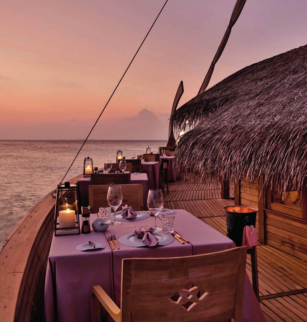 Ba theli Lounge & Restaurant Shaped like three dhonis (wooden sailing boats), our signature restaurant is the only restaurant in the world set on a boat in a lagoon featuring gourmet dishes of
