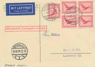 flight postcard where mail was dropped and the appropriate arrival datestamp added, cover has