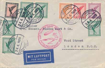 ARZ32 75 1936 LZ 129 Hindenburg carried mail with purple Olympiafahrt cachet - the zeppelin flew