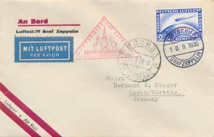 RU102 150 50 per month for 3 months 1930 LZ 127 Graf Zeppelin, Germany - Russia flight cover with