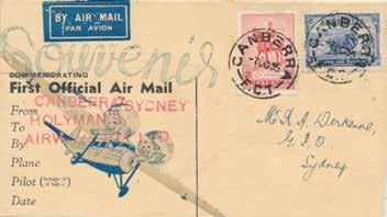 AUSTRALIAN AIRmail ARO104 40 1935 Holyman Airways Canberra - Sydney first official airmail.