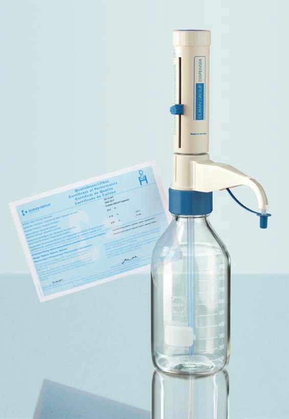 DURAN Group dispenser + certificate + DURAN laboratory glass bottles: the complete one-stop solution Service is a priority for us.
