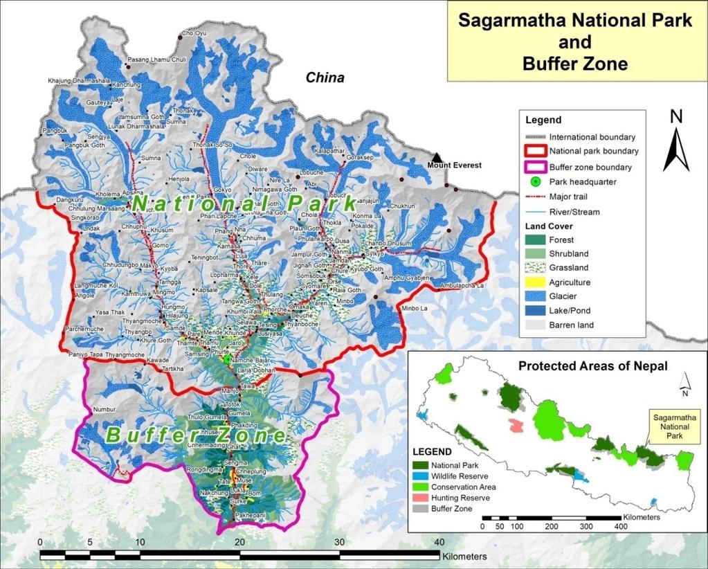 2786 03, 2786 04, 2786 07 and 2786 08) of 1:50,000 scales covered the Sagarmatha National Park and Buffer Zone.