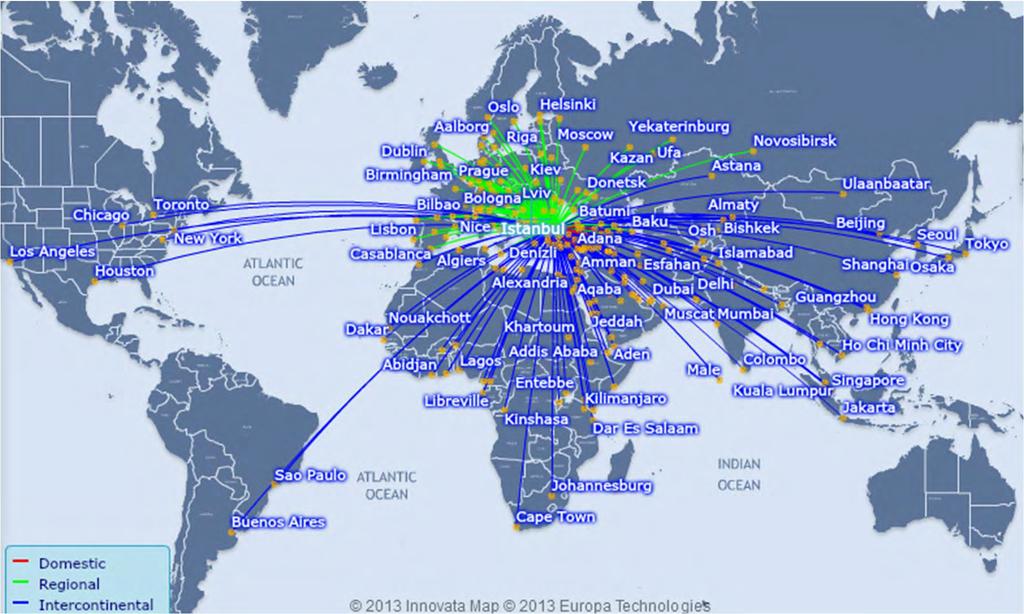 Turkish Airlines IST Hub Network Source: