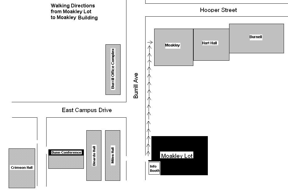 Walking Directions from Moakley Lot to Moakley Building: