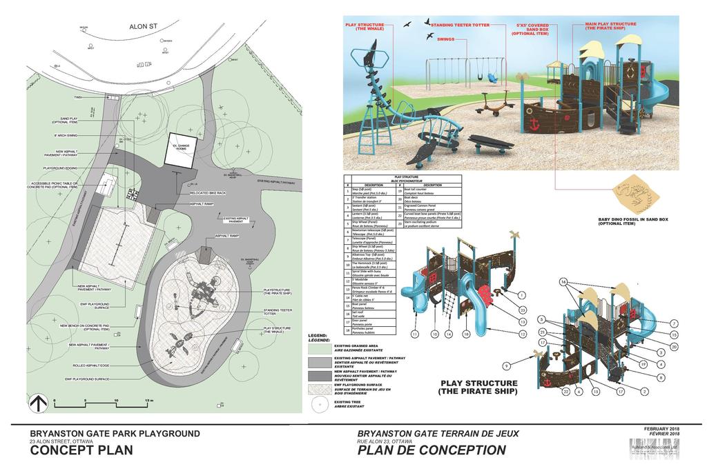 Bryanston Gate Park Park Amenities: Pirate Ship Play Structure Whale Structure Teeter Totter Swings Accessible pathways Sand play (optional)