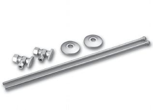 Lav Supply Kits Kit includes, two oval handle 1/4 turn stops 5/8 od x 3/8 od, two 20 Lav supply tubes and two low flanges.