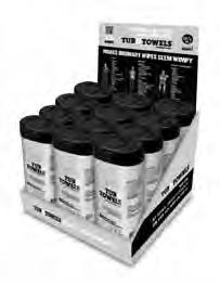 Tub O Towels Tub O Towels are pre-moistened with our exclusive 9 different cleaning solutions that removes grease, tar, ink, paint,