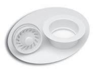 Disposal Waste Trim Celcon For In-sink-erator and similar brands for 3-1/2 opening. Manufactured from Celcon and will not chip or crack. Simply snap into the disposal. Packaged in clam shell or box.