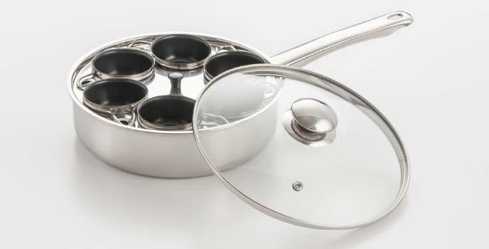 521 4 CUP EGG POACHER This 18/10 stainless steel egg poacher with non-stick coated egg cups, is perfect for preparing that Sunday brunch.