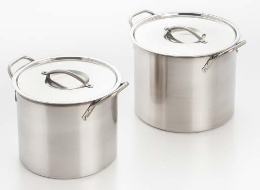 570 6 PIECE- 8 QT, 12 QT & 16 QT STOCK POT SET Constructed in stainless steel with stay cool riveted hollow handles for durability and comfortable handling.