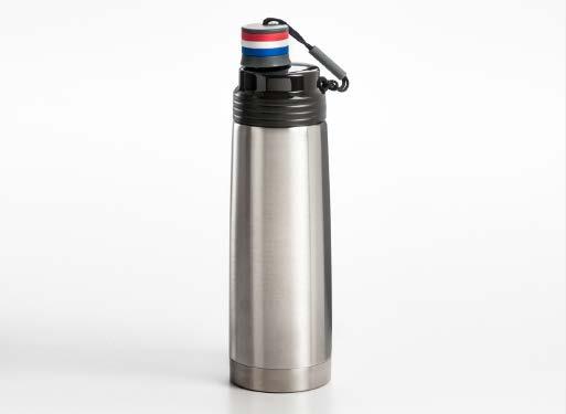 143-144 TRITAN INFUSED WATER BOTTLE W/ DRINKING SPOUT This uniquely designed Tritan plastic sports bottle can hold up to 27 oz in liquids.