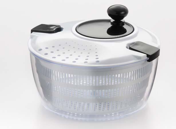 5 QT SALAD SPINNER Features a smooth high speed knob for turning to ensure complete water elimination and makes for quick and easy salad preps every day.
