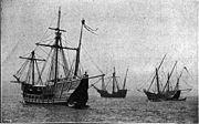 landfall did not much exceed 30 days when Columbus embarked on his first audacious voyage lasting 36 days across the Atlantic Ocean (from the Canari Islands).
