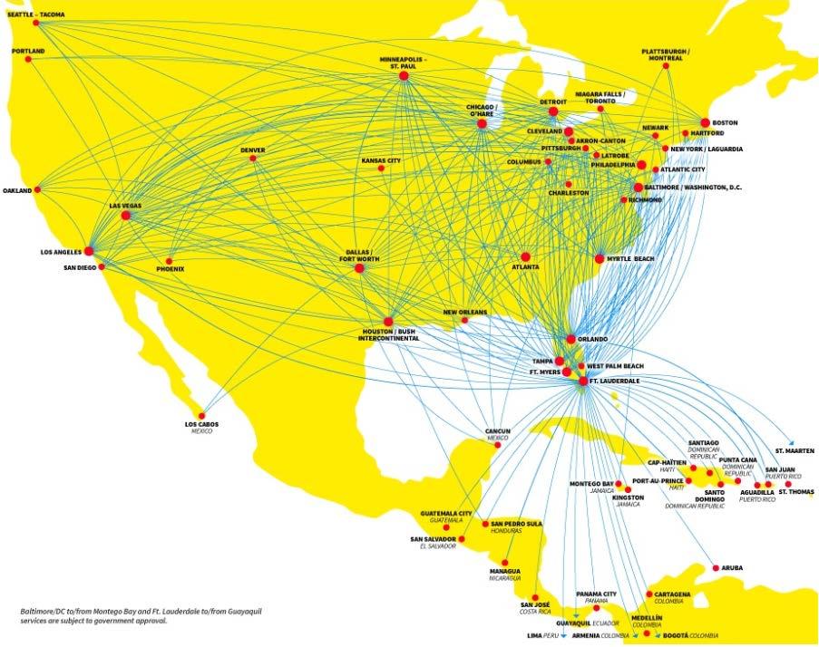 Serving Over 235 Non-Stop Markets 6 500+ daily flights, 65 destinations Diversified network Primarily low frequency, point-to-point Serve 22 of the Top 25 U.