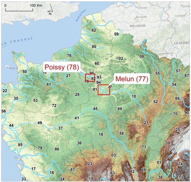 run-off) area includes the departments of Melun (77) and Poissy (78)