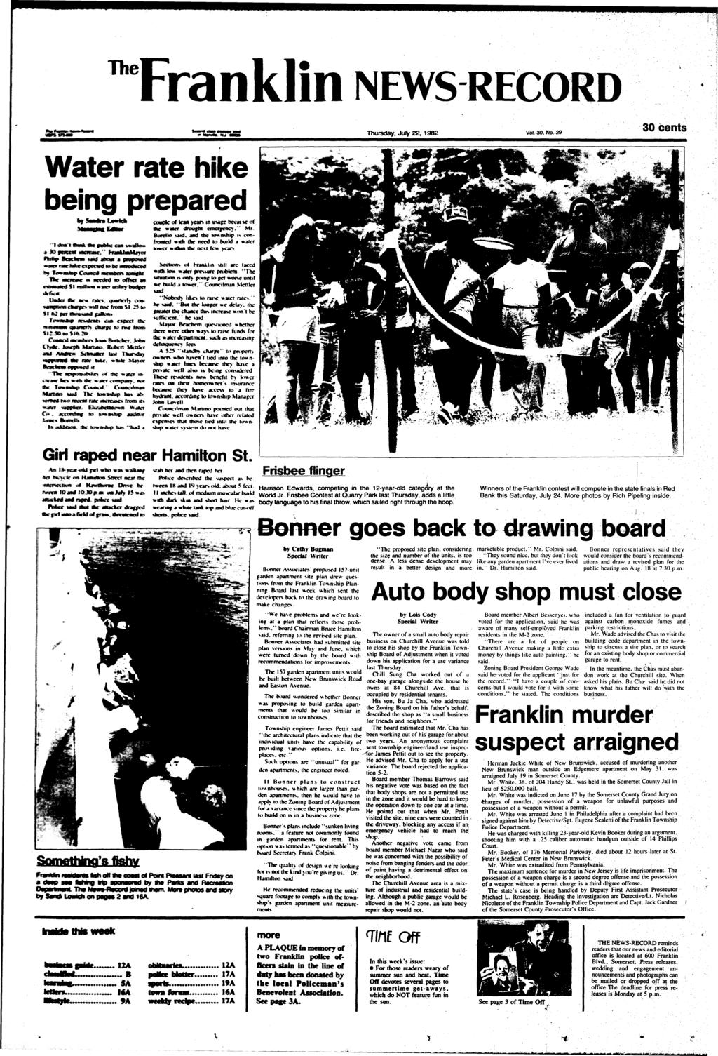 ^Franklin NEWS RECORD Thursday, July 22, 1982 Vol. 30. No.