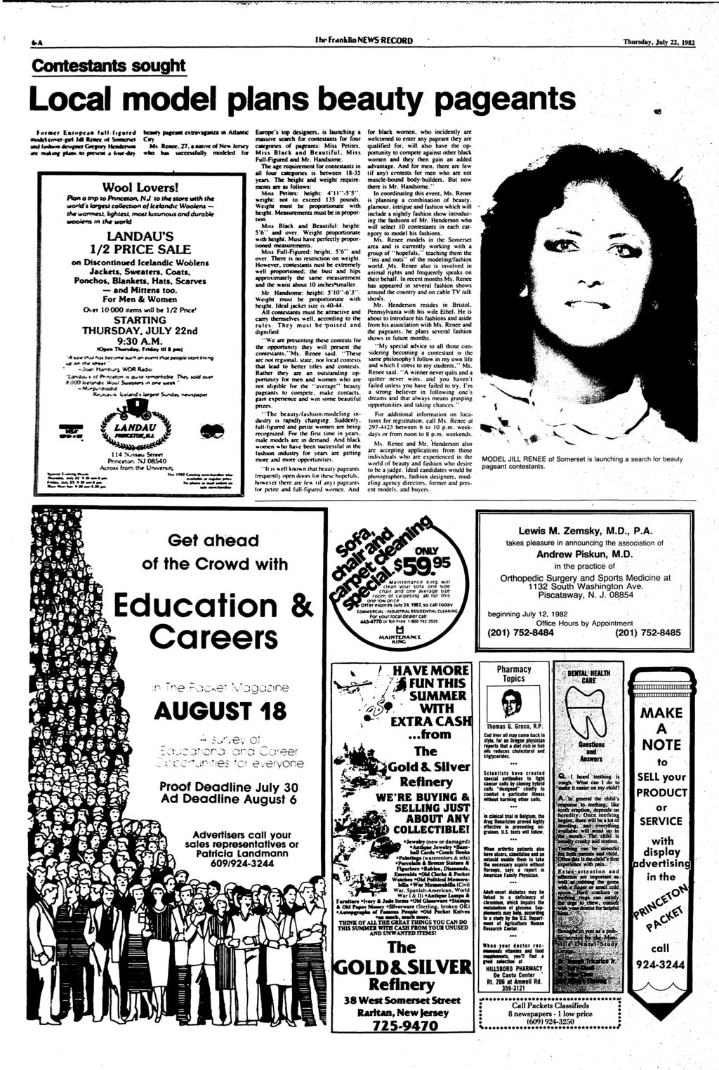 Contestants sought I IN* Franklin NEWS RECORD Thursday, July 22, 1982 Local model plans beauty pageants h»t*>p**m fall fifntcd J«S fumoc «* Seeaortei nwfcibf p&m* M pntiem a <*wr»drj beaut?