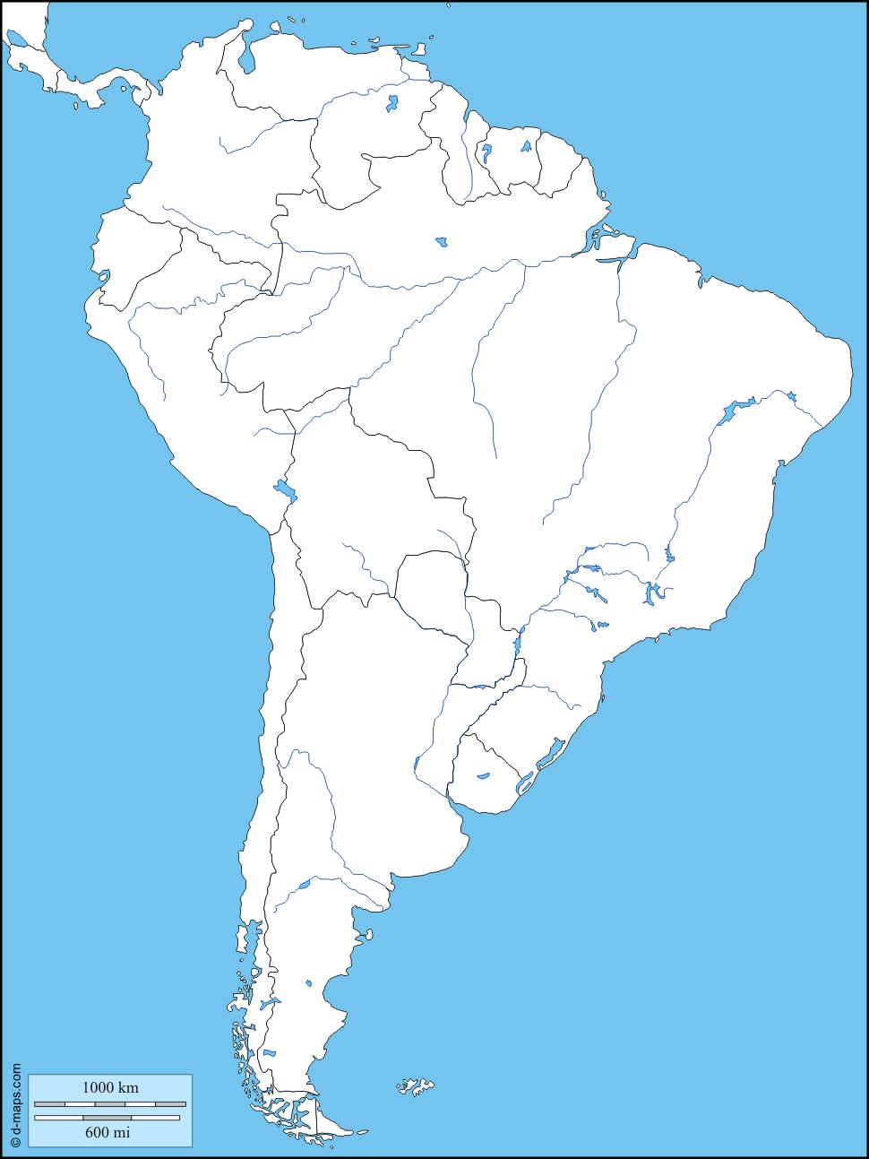 Amazon River (Blue) 7. Equator 8. Atacama Desert (Yellow) 9. Tierra del Fuego 10. Strait of Magellan 11.
