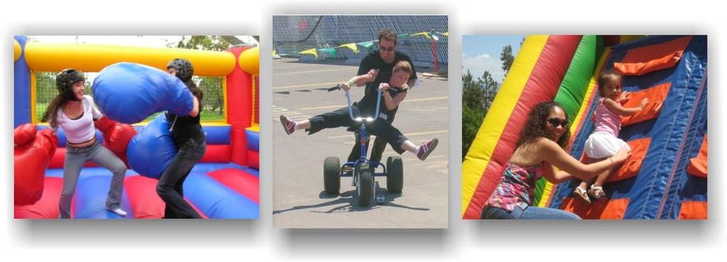 ATTRACTIONS & INFLATABLES I (CHOOSE TWO) BOUNCER WACKY TRIKES Kids of all ages love our inflatable bounce-house of fun! (All day with Attendant) Race our wacky adult sized trikes around a course.