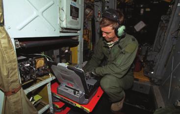 Jake Whitlock, an electronic warfare officer from the 96th EBS, prepares for another sortie