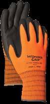 Durable, breathable, hi-visibility 13-gauge seamless polyester knit liner Double-coated textured Wonder Grip nitrile palm WG510HV Sizes S-XXL WONDER GRIP