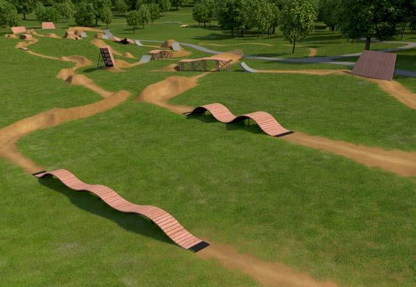 Features include dirt berms, rollers, jumps and a variety of man-made