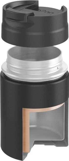 NEXUS 8 oz double wall 18/8 thermal tumbler with copper vacuum, threaded lid, snap closure, and