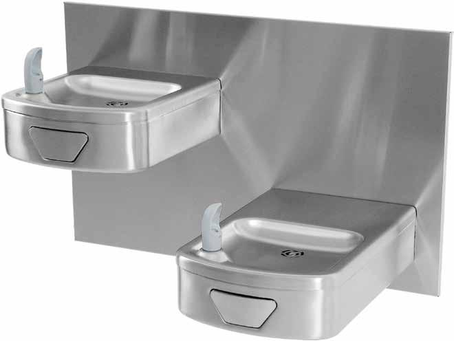 construction with 32 back panel Bi-level wall mount contoured box fountains