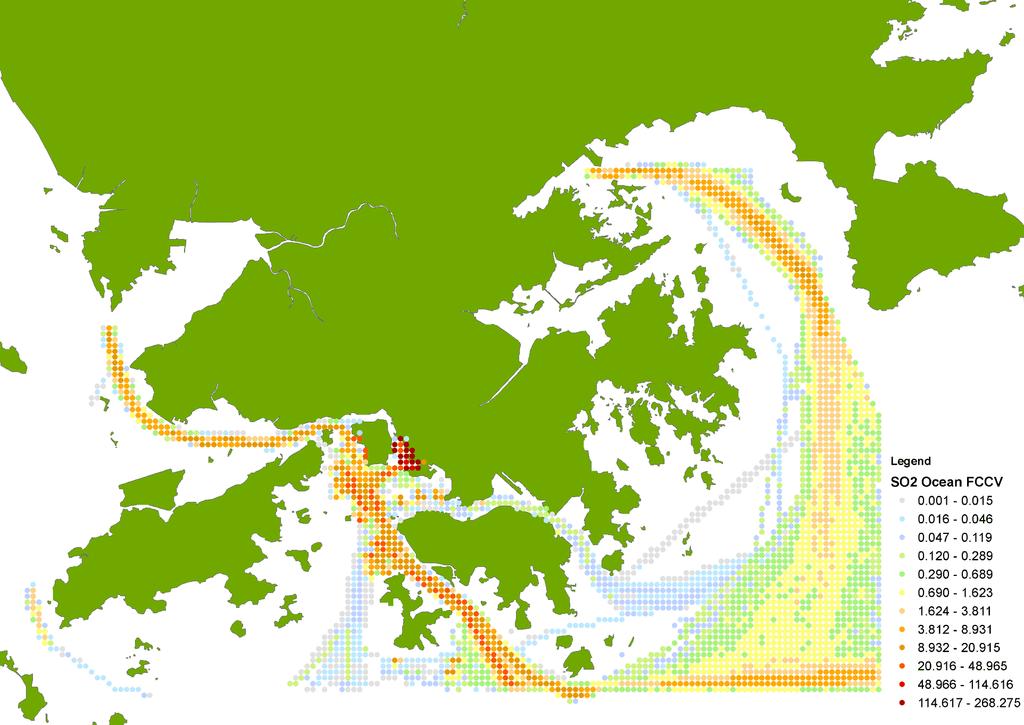 Hong Kong Marine Emission Inventory Spatial Distribution of SO 2 Emission by Container Vessel (2007 data) Simon Ng: simonng@ust.