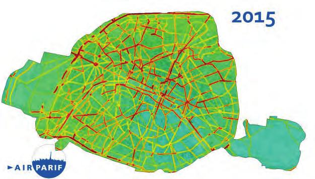 Average annual concentration of Nitrogen dioxide NO 2 in Paris and the surrounding area This dioxide is a pollutant emanating from transport activities, notably road traffic.