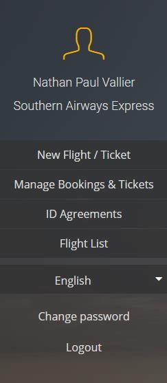 Page 8 of 32 To access the main functions of myldtravel, use the navigation bar on the LEFT of the screen as shown below: New Flight / Ticket allows you to purchase standby tickets on other carriers