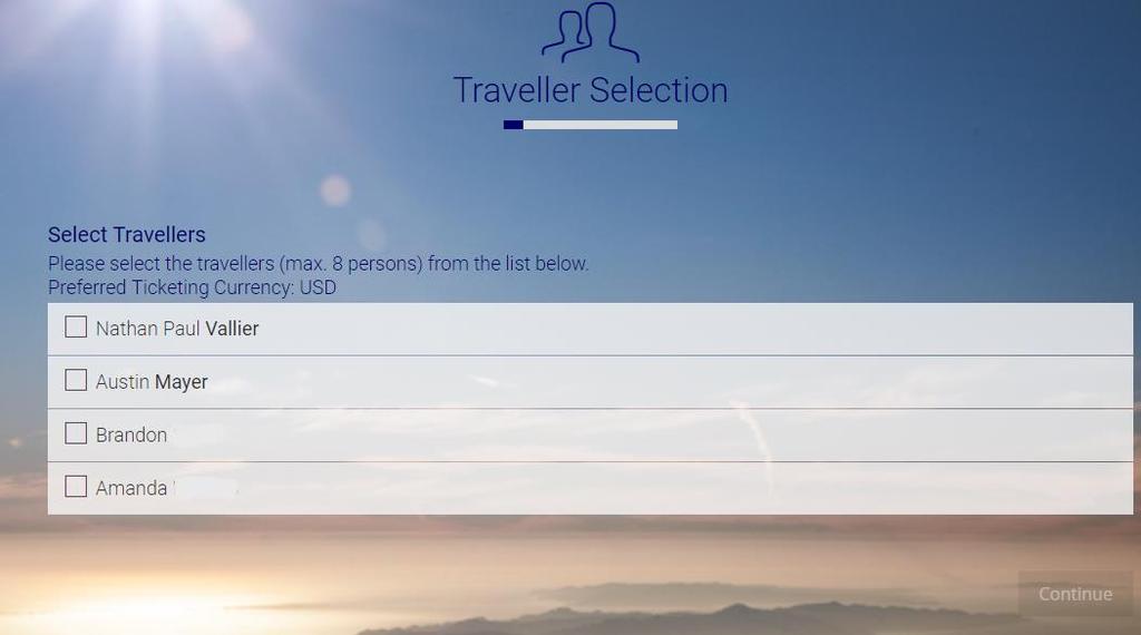 Page 9 of 32 The Traveller Selection screen by default contains all persons eligible to travel according to your employee profile.