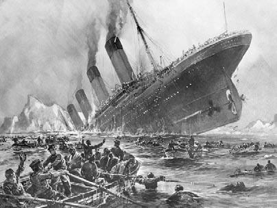 Titanic passengers in one of the few lifeboats This famous painting shows the Titanic s last moments. We re Sinking! That person was Thomas Andrews, who had helped design the Titanic.