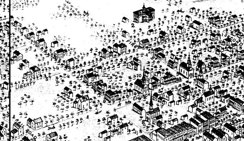 1871 Bird s eye view of Evansville a portion of the map that