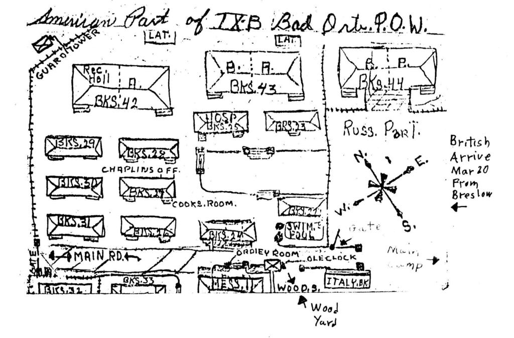 Raymond Brown of Leeds Utah drew this map in the diary he kept while a POW. Brown was a gunner in Battery A, 590th FA, 106th Infantry Division when he was captured December 19th.