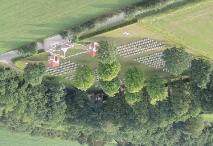 ARDENNES: 23-26 MARCH 2018 4 DAYS 13th Parachute stone in front of Bure church Hotton Cemetery from the sky O.