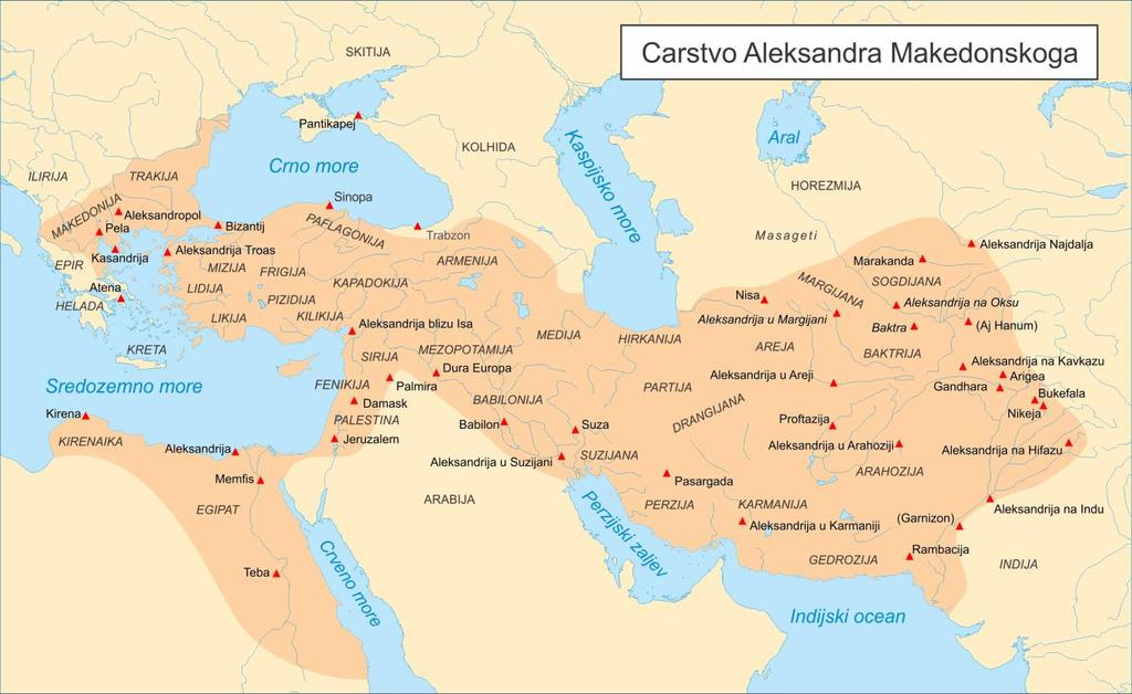 Sudbina tih istočnih naselja bila je različita. I dok je još bio u Indiji Aleksandar je čuo za ustanak među Grcima koje je ostavio u Baktriji (jedan se dio vratio u Heladu).