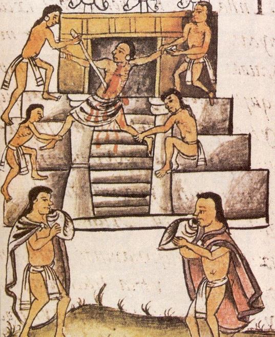 xōchiyāōyōtl), tako nazvane prema simbolici krvi. Lijevo: astečki rat protiv Tepaneka iz Azcapotzalca (Codex Ramírez, 16.