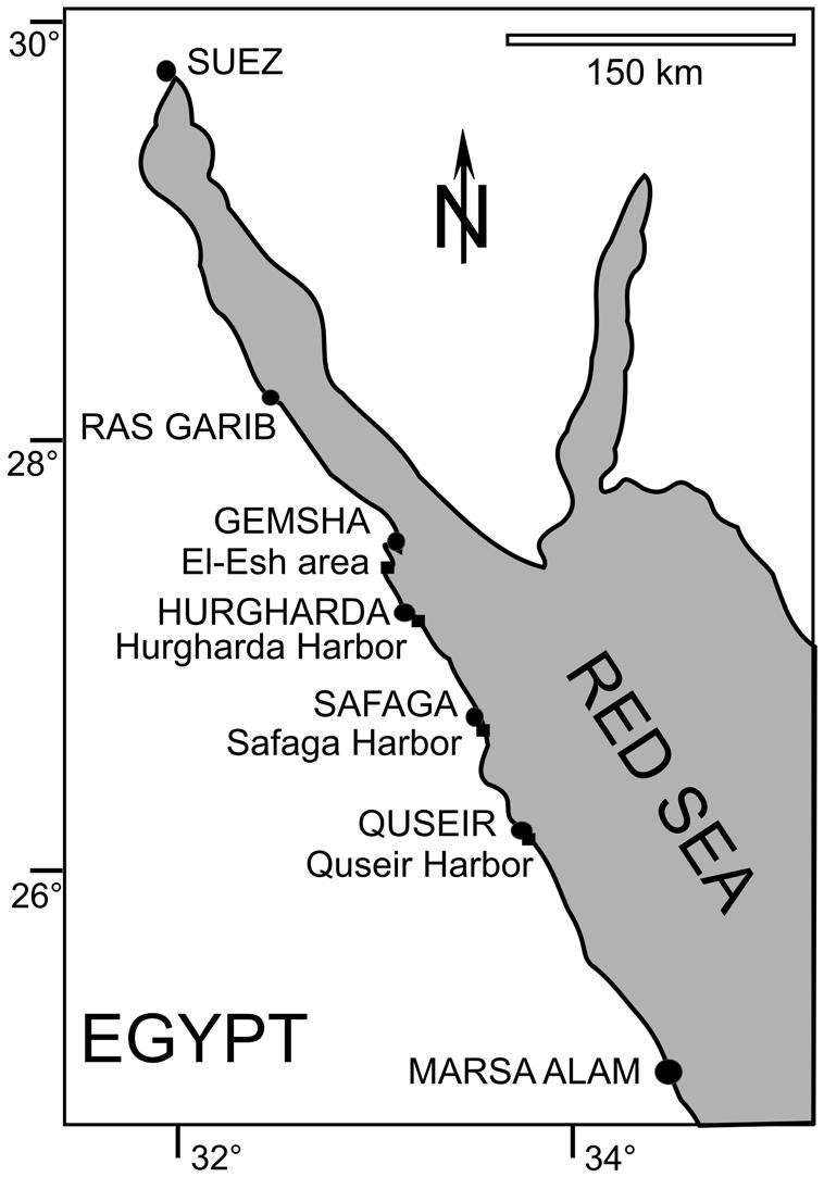 226 Annalen des Naturhistorischen Museums in Wien, Serie A 113 Fig. 1. Location map of the studied areas along the Red Sea coast, Egypt. Co (durchschnittlich 6.84 ppm) und Cd (durchschnittlich 1.