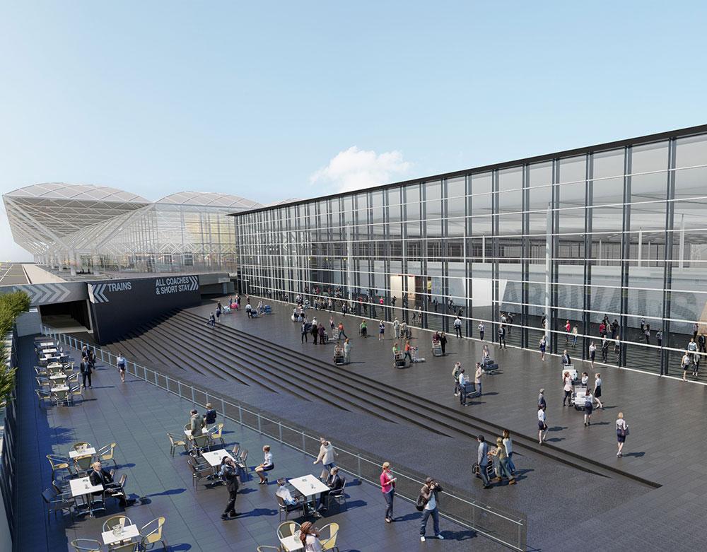 The future of Stansted a rendering of the new Stansted Airport upon the completion of a $600m transformation project which has just entered its second phase.