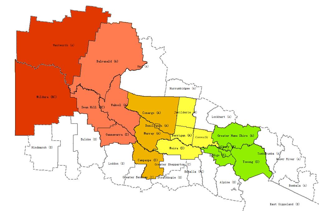 Region Region MRTB Councils Aligned Councils Western Murray Mid-Western Central Murray Mid East Murray Eastern Murray Mildura, Wentworth Balranald,