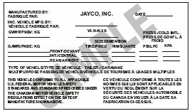 If the labels are missing, contact your dealer or Jayco Customer Service for replacements. You may question the total weight capacity of the tires on your RV being less than the GVWR; this is correct.