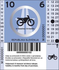 Slika 8: Polletna vinjeta za (enosledna) motorna kolesa, za leto 2010 (Vir: http://www.dars.