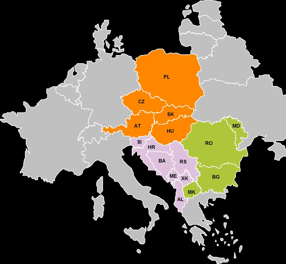 CEE is divided into three sub-regions for more significant study results Geographical scope of the study Mid-European Region (ME) Austria (AT), Czech Republic (CZ), Hungary (HU), Poland (PL),