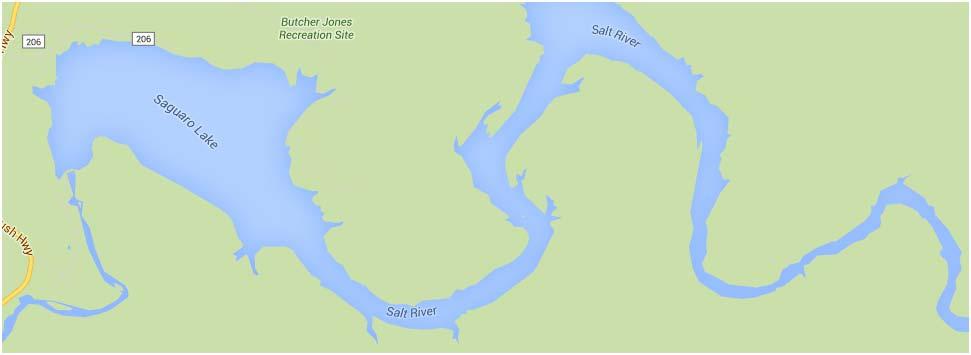 Map of Saguaro Lake, with the Stewart Mountain Dam pointed out.